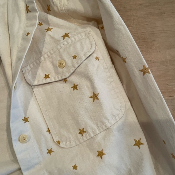 NWT J. Crew Ivory Gold Denim Shacket Shirt Western Holiday Party Casual XS - Picture 10 of 15
